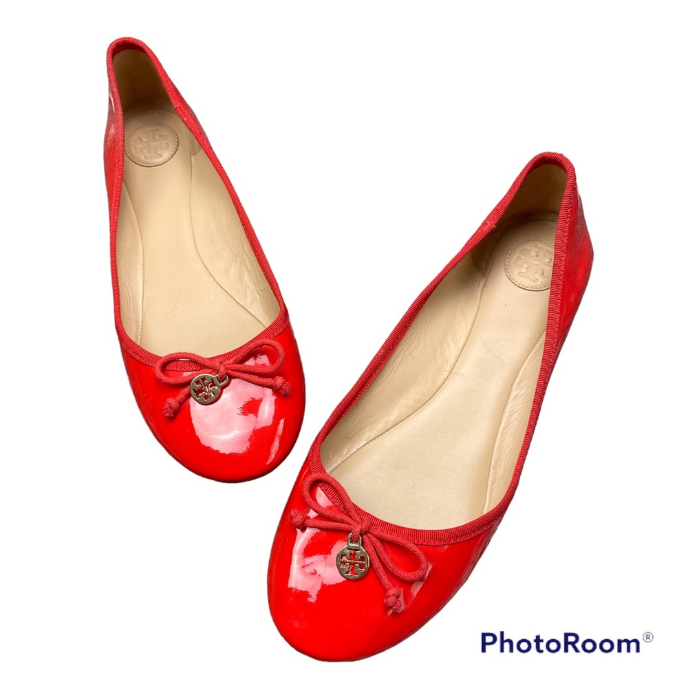 TORY BURCH Patent Ballet Flats Red Women’s Size 10.5